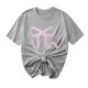 thumbnail image 1 of Primavera Top Mujeres Moda Casual Nueva Cinta de Arco Impresa Cuello Redondo Camiseta de Manga Corta, Camiseta de Cuello Tripulado, 1 of 8