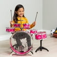 thumbnail image 3 of Best Choice Products 11-Piece Kids Starter Drum Set w/ Bass Drum, Tom Drums, Snare, Cymbal, Stool, Drumsticks - Pink, 3 of 7