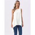 thumbnail image 3 of DARING DIVA Women's High Low Sleeveless Crewneck Asymmetrical Blouse M White, 3 of 8