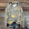 thumbnail image 3 of ZUKMRJPC Womens Pullover Hoodies Casual Long Sleeve Fleece Lined Maple Leaf Print Hooded Sweatshirt with Kangaroo Pocket, 3 of 7