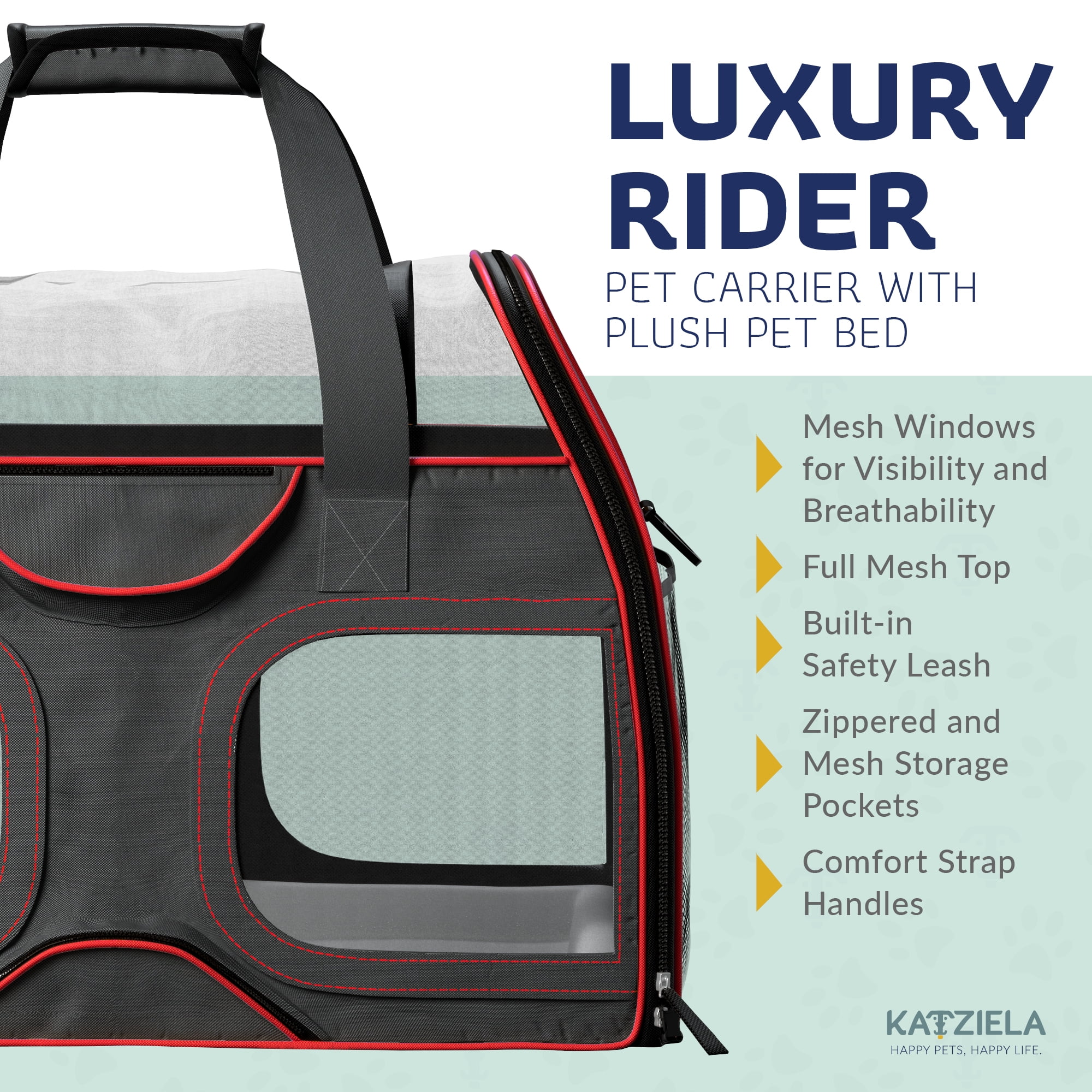 Katziela® Bone Cruiser™ Pet Carrier with Removable Wheels and Handle