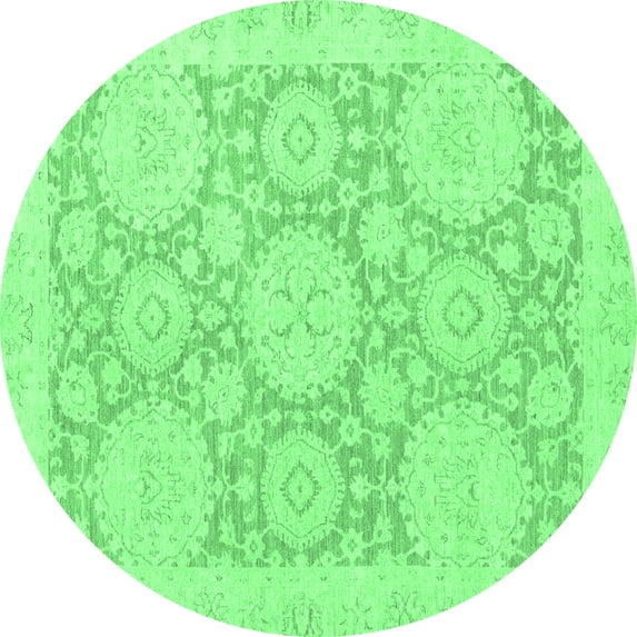 Ahgly Company Indoor Round Oriental Emerald Green Traditional Area Rugs, 3' Round
