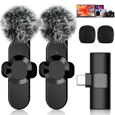 Huryfox Wireless Lavalier Lapel Microphone, Professional Noise Reduction Recording Mic for Iphone 15 and Type C Phones for Interview Video Podcast Vlog YouTube