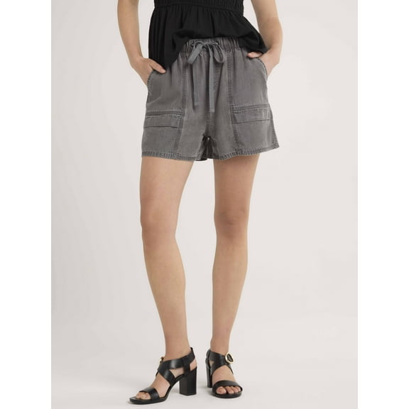 Time And Tru Women's Chambray Cargo Shorts, 3" Inseam, Sizes XS-XXXL