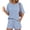 131#Light Blue, variant on Womens 2 Piece Sets Ribbed Textured Casual Short Sleeve Shirts Shorts Two Piece Lounge Matching Set Black L
