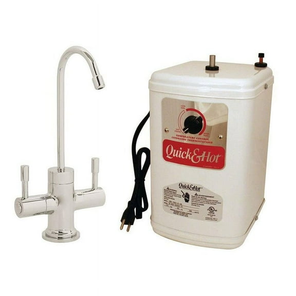 Westbrass 10" 2-Lever Hot and Cold Water Dispenser Faucet with Heating Tank, Satin Nickel