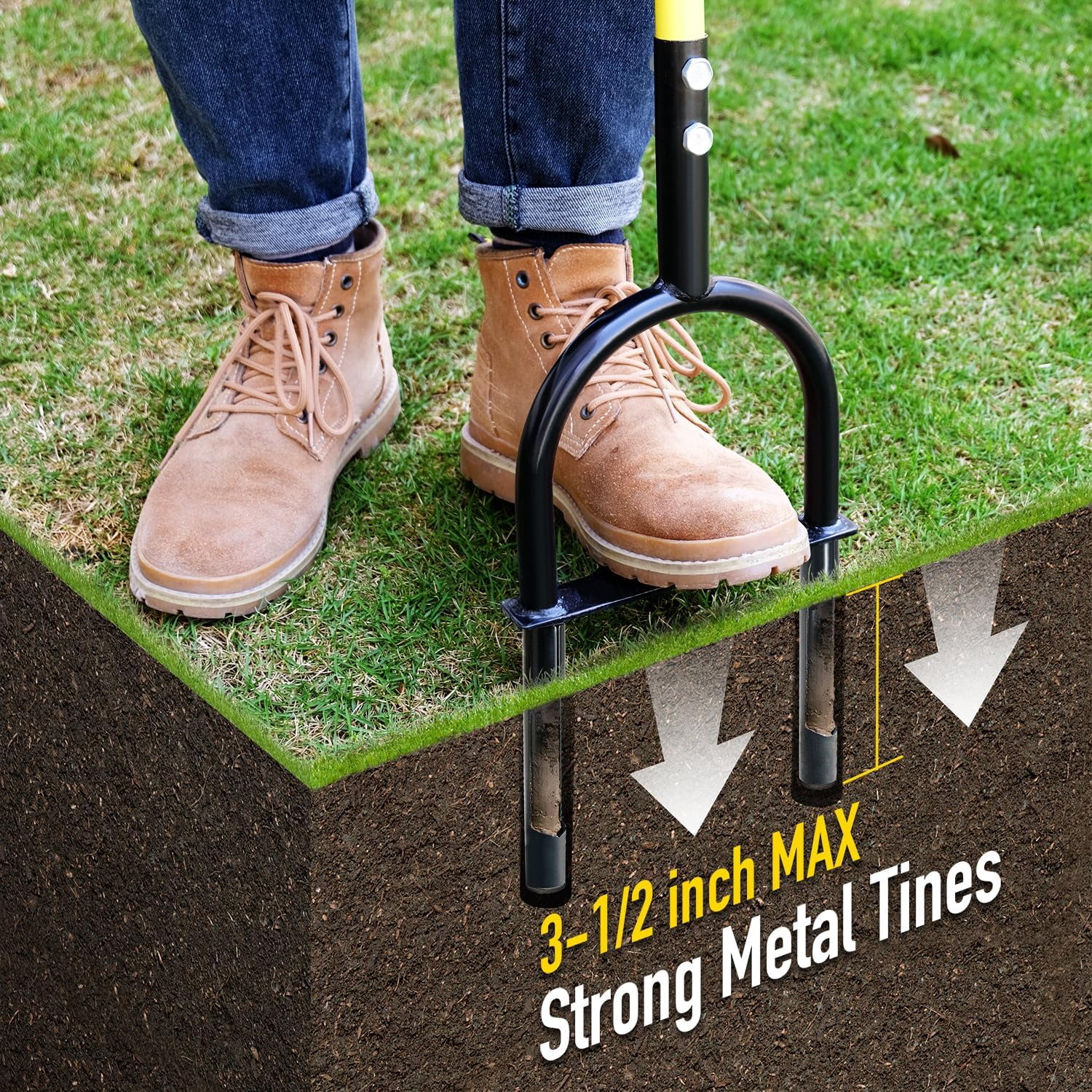 Lawn Core Aerator, Plug Aerator Lawn Tool with Spare Tines, Yard Aerator with Non-Clog Slot, Manual Lawn Aerator Tool for Compact Lawn Soil