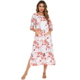 thumbnail image 5 of Eternatastic Womens Zipper Robe Half Sleeves Loungewear Dress Full Length Sleepwear Pockets Housecoat Nightgown Long Bathrobe, 5 of 7
