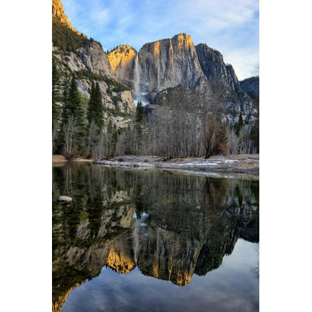 Yosemite Falls In Reflection, Late Winter, Yosemite National Park Print Wall Art By Vincent