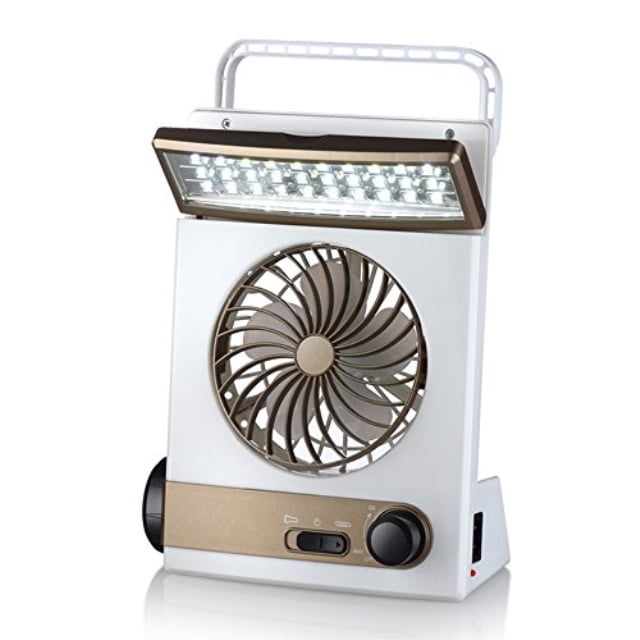 Gold LUCKSTAR Mini Fan 3-in-1 Multi-Function Portable Solar Cooling Table Fan Small Fan LED Table Lamp Flashlight Solar Light for Home Camping