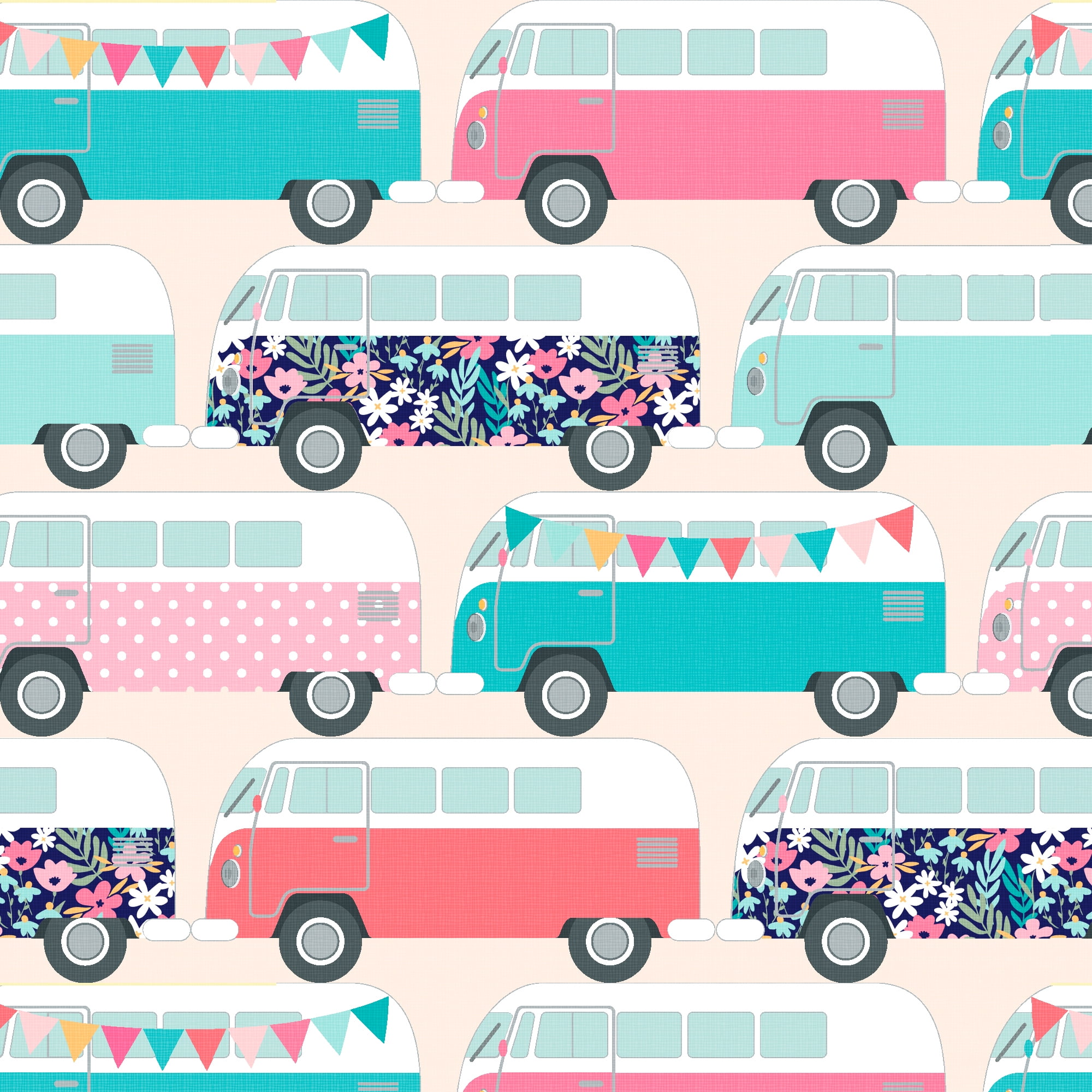 Create It 18"x21" Cotton Campers Precut Sewing & Craft Fabric, Pink 10 Pieces