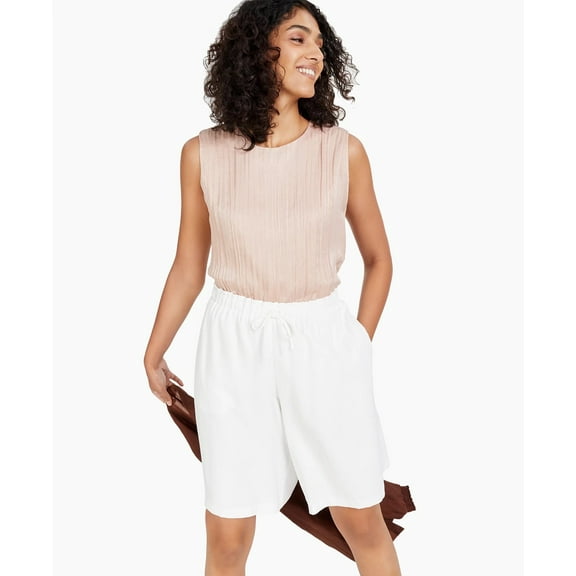 Alfani NAKED CLAY Women's Pleated Sleeveless Top, US Medium