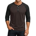 thumbnail image 2 of Nestiefly Fall Henley Shirts for Men Raglan 3/4 Sleeve Baseball T-Shirts 2026 Casual Cotton Sport Tee Tops Brown L, 2 of 7