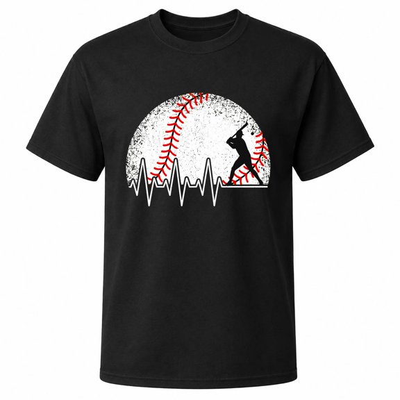 Baseball Heartbeat Batter Graphic T-Shirt, Unisex Classic Fit, Cotton-Rich 180 GSM, Front Print