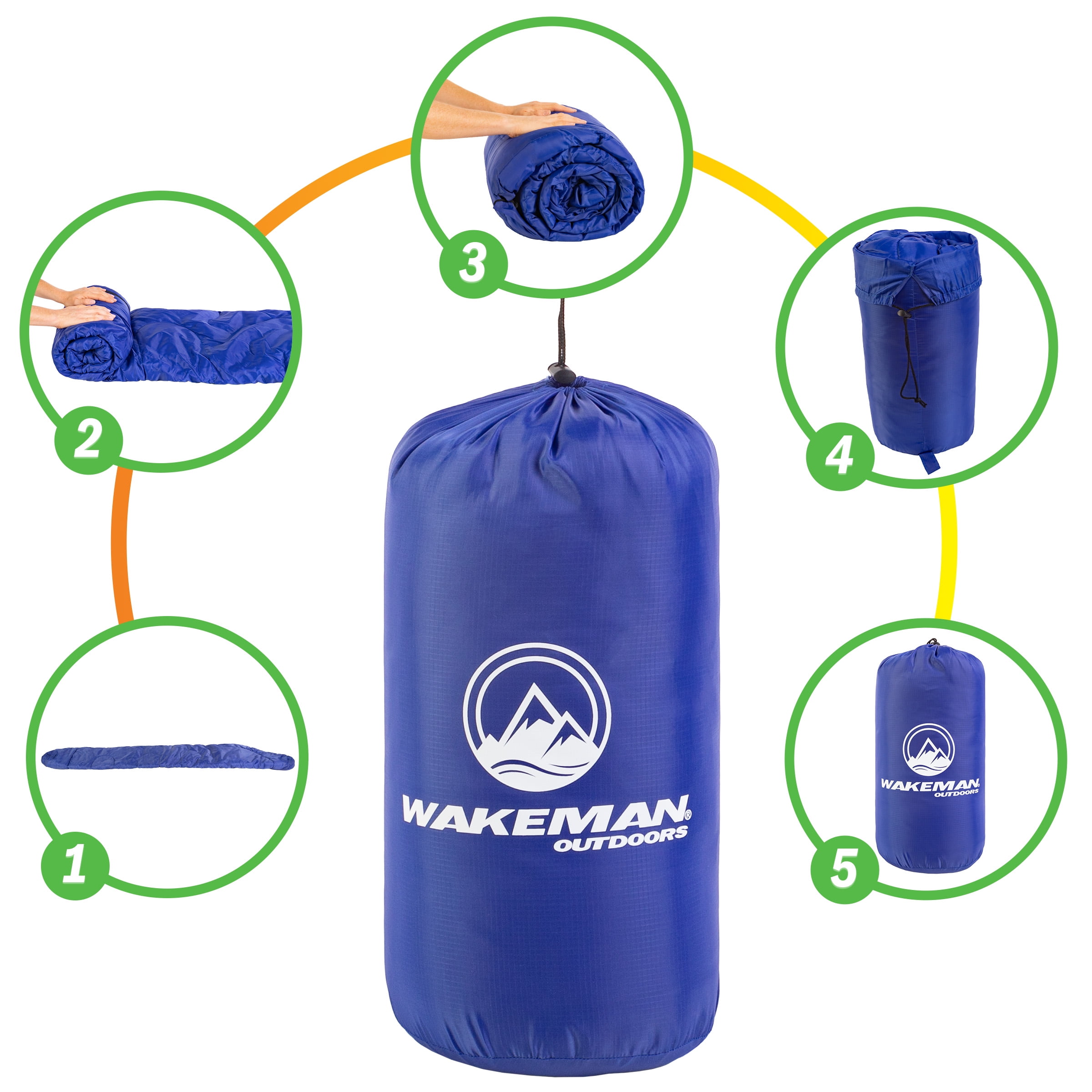 Wakeman Outdoors Cold Weather Lightweight Compact Mummy Sleeping Bag for Camping and Backpacking Rated to 25°F, Blue
