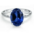 thumbnail image 3 of Gem Stone King PLAT-900 Platinum Blue Created Sapphire Engagement Ring for Women | 3.30 Cttw | Oval 10X8MM | Gemstone September Birthstone | Size 5, 3 of 6