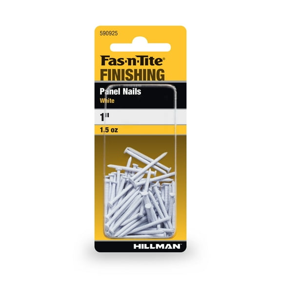 Fas-n-tite Panel Nails, 1", Steel, Painted Finish, White, Interior Finishing Nails