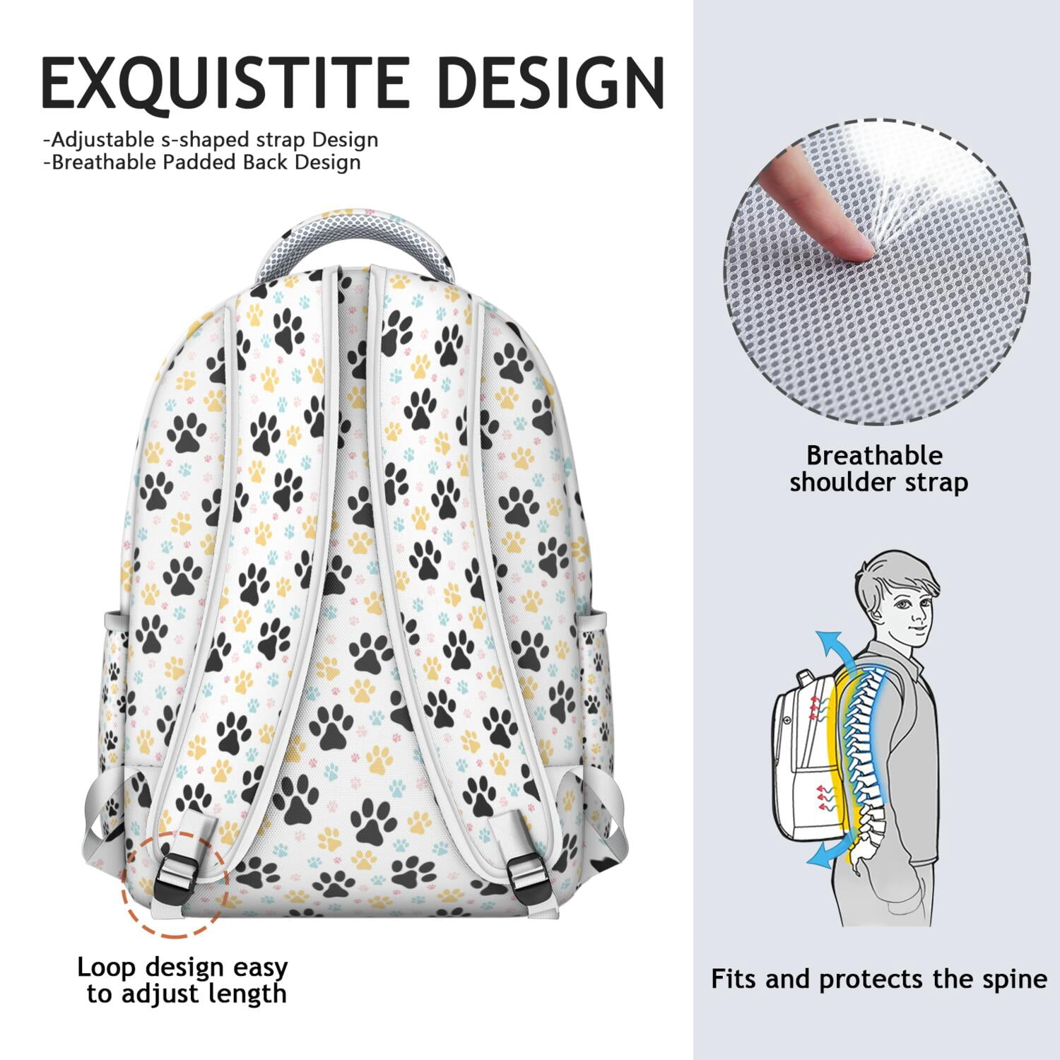 "Cute Dog Design Backpack for School & Travel - Waterproof Lightweight Laptop Bag, Trendy College Backpack for Pet Lovers, Multiple Pockets for Students Professionals"