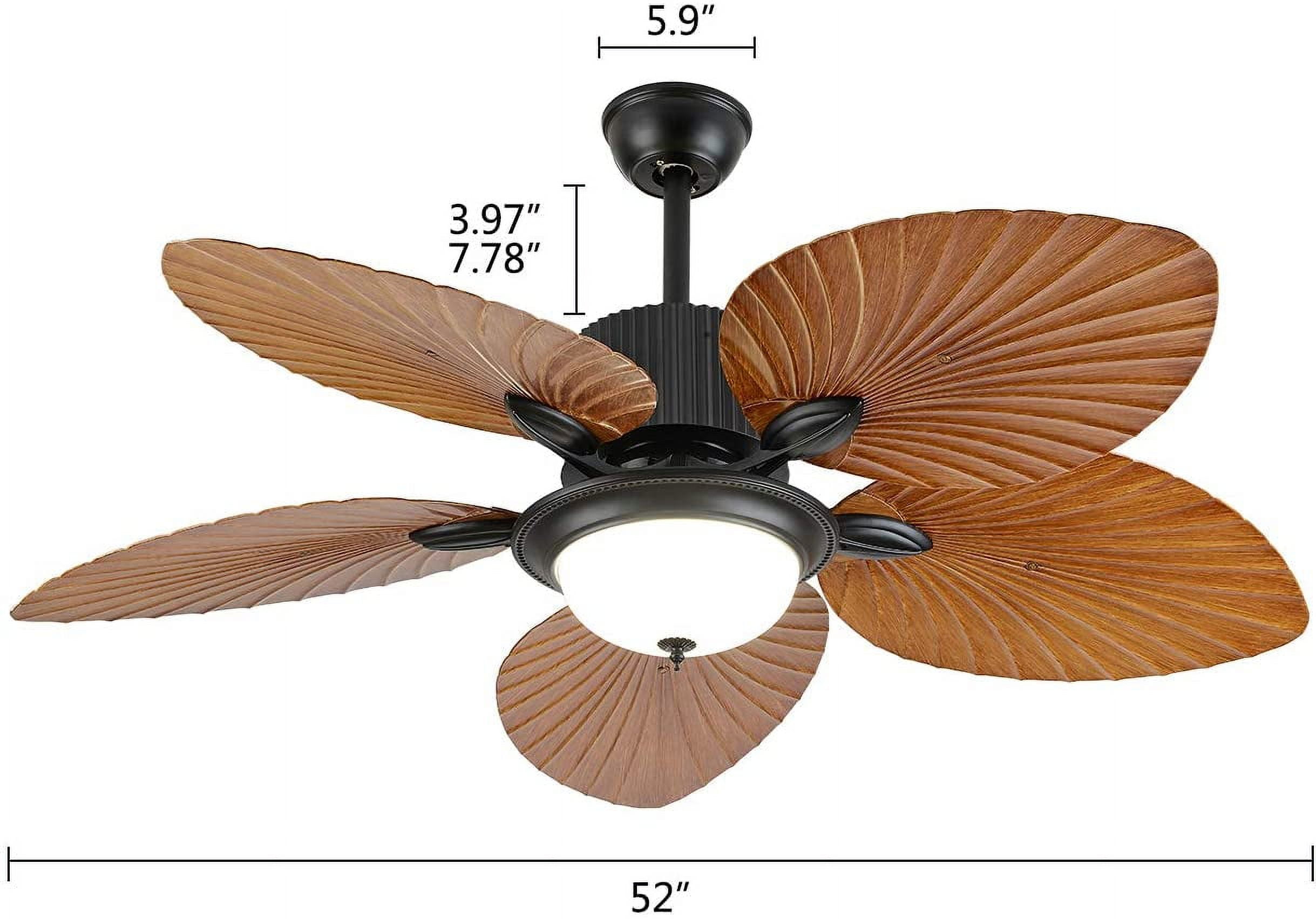 Miumaeov 52” Brushed Bronze Vintage LED Ceiling Fan with Light Kit and Remote Control