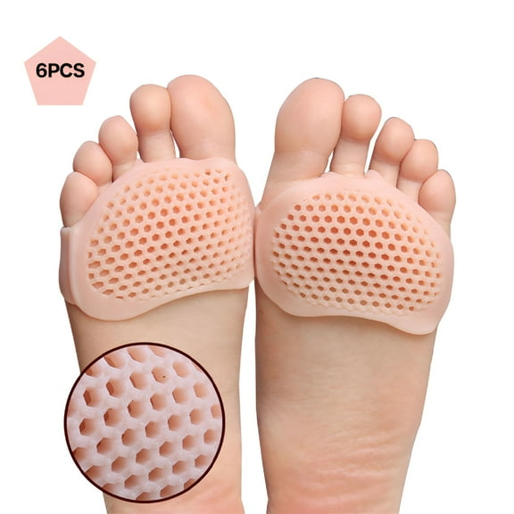 TELOLY 12pcs Metatarsal Sleeve Foot Pads Forefoot Toe Insoles Anti-pain Insole for High Heels Pain Relief (Skin Color)