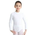 thumbnail image 3 of Yartina Girls Kids Stretch Long Sleeve Mock Neck Leotards Gymnastic Ballet Dance Leotard Top Shirt White XL, 3 of 7
