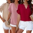 thumbnail image 4 of Baiways Womens Summer Tops and Blouses Casual V Neck Short Sleeve Business Casual Work Shirts, 4 of 6