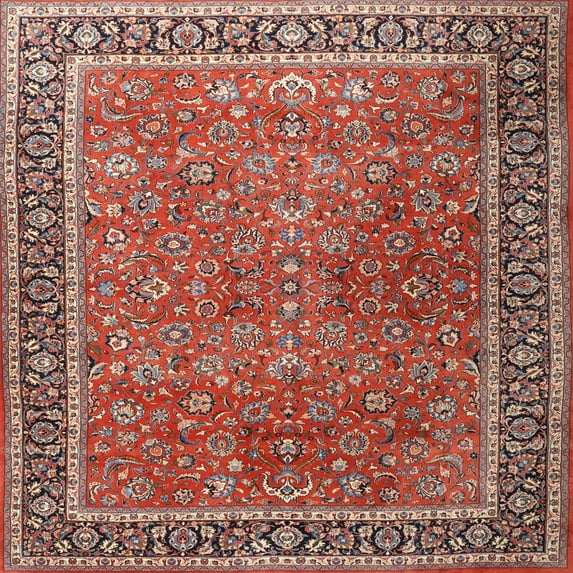 Ahgly Company Indoor Square Traditional Light Copper Gold Persian Area Rugs, 8' Square
