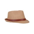 thumbnail image 2 of Simplicity Panama Style Fedora Straw Sun Hat with Leather Belt,Khaki SM, 2 of 4