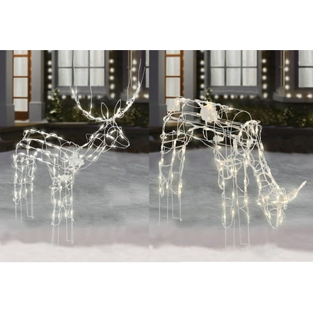 Animated Christmas Lighting 2-Piece Lighted Christmas Holiday Deer Family - 48