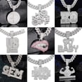 thumbnail image 2 of ZheElen Pendant Diamond for Smiley Alloy Rhinestone Cuban Chain Pendant, 2 of 5