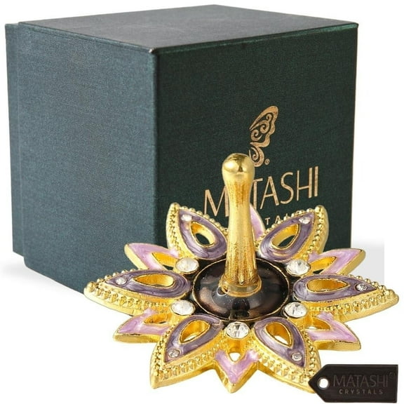 Matashi Pewter Spinning Dreidel Ornament Hand-Painted Gold-Plated Judaica Decor with Crystals Holiday Hanging Decoration – Single Piece