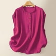 thumbnail image 2 of Aihuaihua Women's Linen Vest Summer Sleeveless Scoop Neck Waistcoat Lightweight Work Casual Button Down Blazer Vest Hot Pink XXXL, 2 of 3
