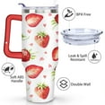 thumbnail image 3 of 40oz Cute Red Strawberry Stainless Steel Flip Straw Tumbler Spill Proof Travel Cup Double Wall Vacuum Insulated Coffee Mug with Top Handle, 3 of 6