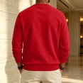 thumbnail image 5 of Domuza Men's Fleece Crewneck Sweatshirt, Long Sleeve Pullover, Loose Fit Athletic Top, Warm Basic Pullover for Fall - Red M, 5 of 6