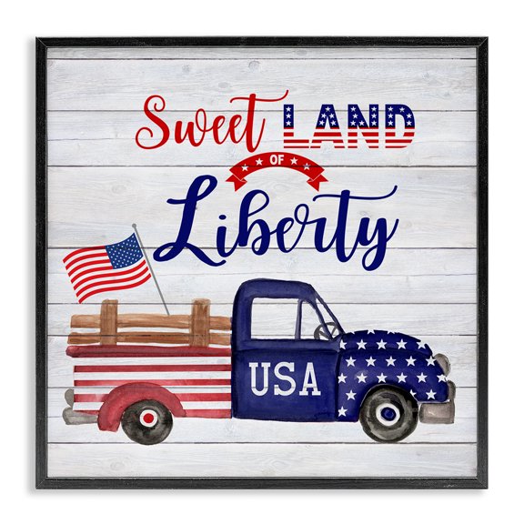 Stupell Industries Traditional Country Liberty Phrase Black Framed Giclee Art, 24 x 24, by Corinne Haig
