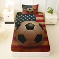 thumbnail image 3 of Manfei Vintage Soccer Twin Sheets,American Flag Bedding,3-Piece,1 Fitted Sheet and 1 Pillowcase, 3 of 6