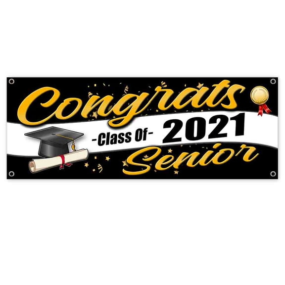 Congrats Class of 2021 Senior 13 oz Banner 13 oz Vinyl Banner With Metal Grommets