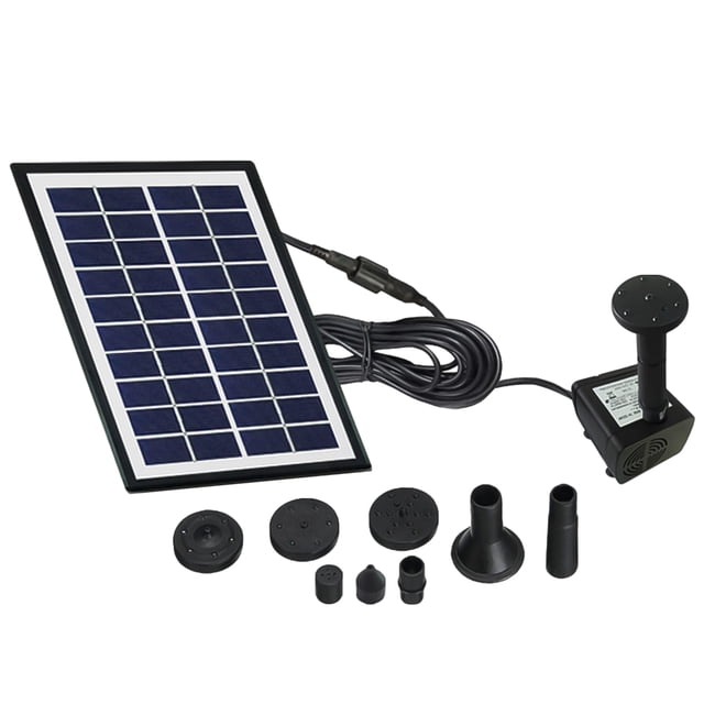 UPGRATOR Solar Fountain Pump Black Plastic Water Feature for Garden Pond Fish Tank 4W Floating