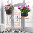 thumbnail image 6 of Diigabo 3-Pack Self-Watering Hanging Planters with Drainage Hole, 8.3" Flower Pots with Chains & Hooks for Indoor Outdoor Balcony Garden Patio Décor(Black), 6 of 9