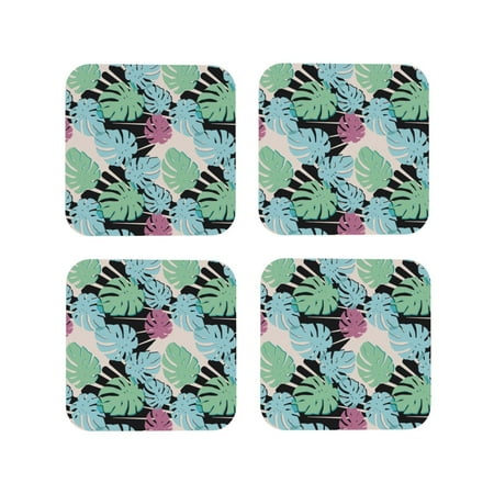 

Leather Coasters Set of 4 - Banana leaves_C Lightweight Non-Slip Drink Coasters for Desk Anti-Scalding Desk Cup Coasters for Office Table Decor Square