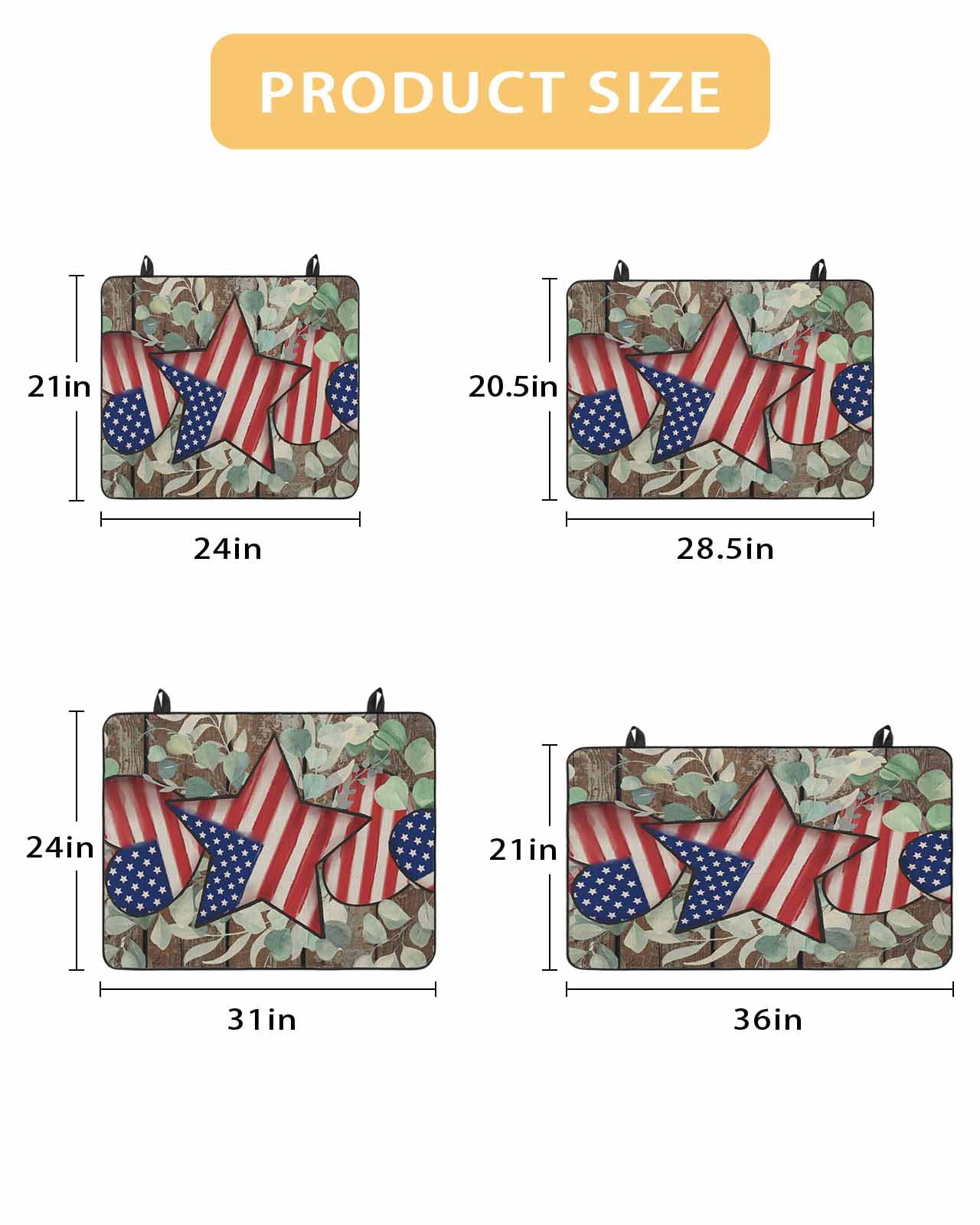 nqOlkjepod Large Induction Cooktop Protector Mat 24"x21", 4th of July Stove Top Covers for Electric Stove, Vintage Eucalyptus Leaf Stars Stripes Flag Stove Burner Cover Mats, Glass Top Stove Cover
