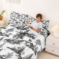 thumbnail image 5 of Manfei Woodland Moose Queen Sheets, Countryside Botanical Queen Sheet Sets, White Gray, 4pcs, 1 Flat Sheet, 1 Fitted Sheet and 2 Pillowcases, 5 of 6