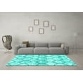 thumbnail image 3 of Ahgly Company Machine Washable Indoor Square Trellis Turquoise Blue Modern Area Rugs, 7' Square, 3 of 4