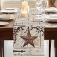thumbnail image 3 of Table Runners 72 Inches Long Dress Scarves, Texas Star Vintage Farmhouse Kitchen/Dining Table Runner, Coffee Tablerunners, Brown Retro Berry Beige Wooden 18x72 Inch, 3 of 9