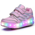 thumbnail image 2 of (Pink-38)Led Light Up Roller Shoes Double Wheel Usb Rechargeable Skating Shoes Black/pink, 2 of 3