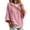 Pink, variant on Womens Loose Hooded Tops Fashion Waffle Knit Sweaters 3/4 Length Sleeve Drawstring Pullover Autumn Shirts White S