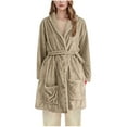 thumbnail image 2 of Wowcloth Women's Thickened Fleece-Lined Flannel Hooded Robe - Long Cozy Bathrobe for Home, Lounge & Winter Comfort, 2 of 6