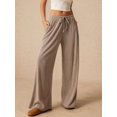 thumbnail image 6 of Women Wide Leg Pants with Pocket High Waisted Lounge Palazzo Autumn and Winter Pants Khaki L, 6 of 9