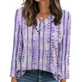 thumbnail image 4 of HOMBOM Fall T-Shirts for Women Graphic Purple V-Neck Long Sleeve Floral Tops Womens Relaxed Fit, 4 of 7