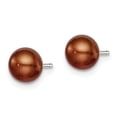 thumbnail image 2 of Primal Silver Sterling Silver Rhodium-plated 6-7mm Brown Freshwater Cultured Button Pearl Stud Earrings, 2 of 5